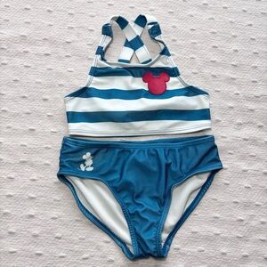 Junk Food Disney Girls Bikini Top/ bottom Blue White Stripes Size‎ S